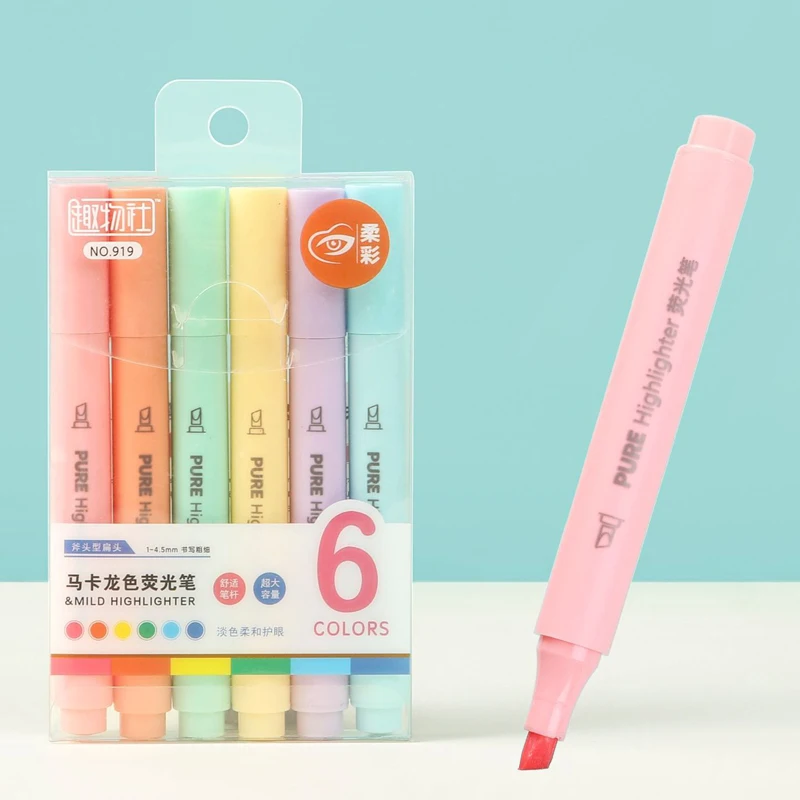 6 sztuk/zestaw pastelowy kolor – Pastel Highlighter Set Double Ended recenzja i cena