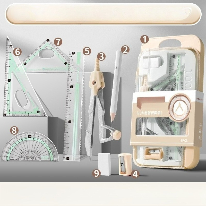 9-częściowy zestaw do geometri – Math Geometry Set With Compass recenzja i cena