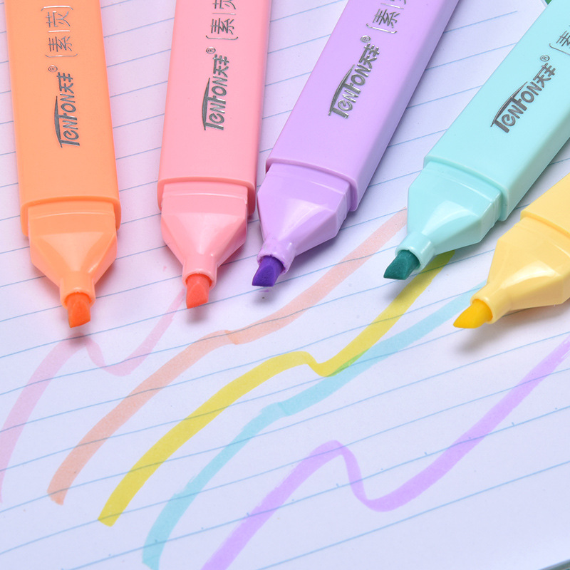 6 sztuk/zestaw płaski kształt  – Pastel Highlighter Set Double Ended recenzja i cena